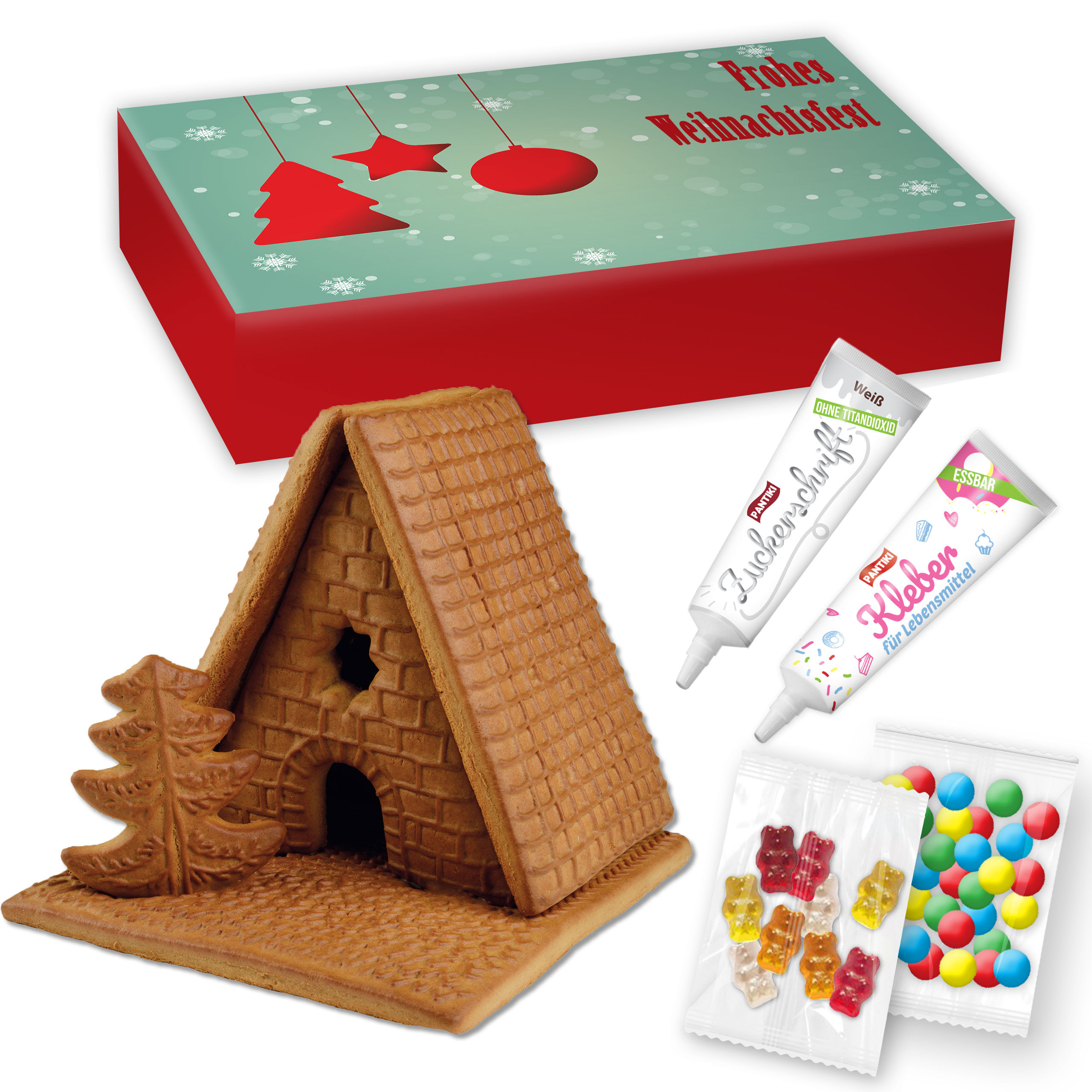 Lebkuchen Hexenhaus - Bastelset - ca. 16x17x16cm - im individuellen Karton
