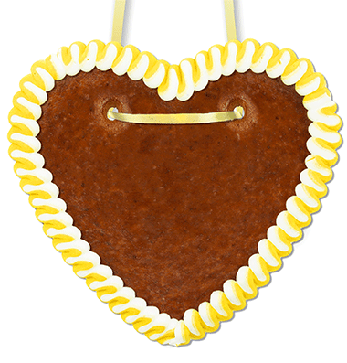 Lebkuchenherz Rohling - mit Rand - Gelb-Weiß - 16cm