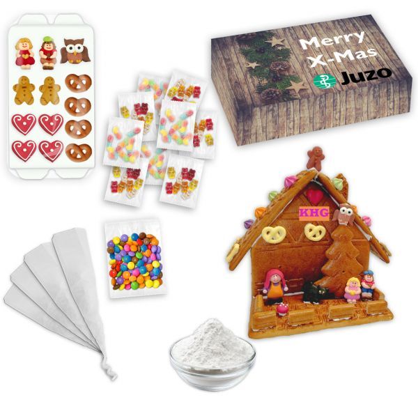 Lebkuchenhaus Bausatz Komplett-Set – Größe L 2 – ca. 17x17x18cm - im indiv. Karton