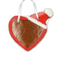 Vorschau: Lebkuchenherz Rohlinge mit Weihnachtsmütze - mit Rand - 12cm