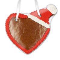 Vorschau: Lebkuchenherz Rohlinge mit Weihnachtsmütze - mit Rand - 16cm