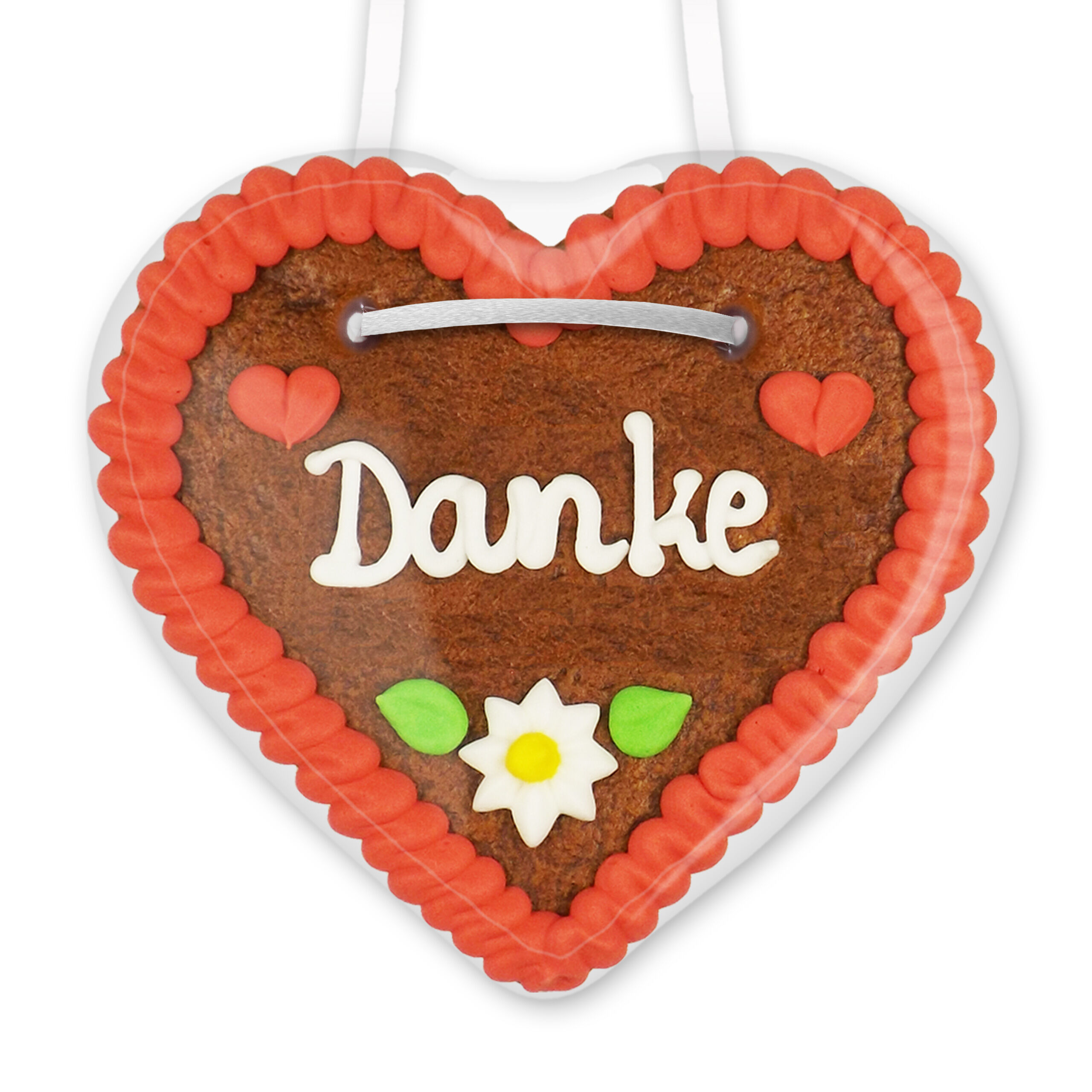 Lebkuchenherz 12cm - Danke - Randfarbe: Rot