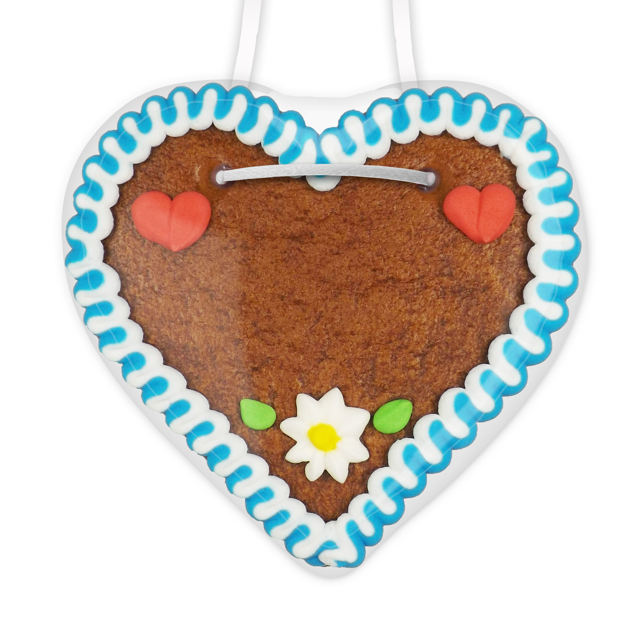 Lebkuchenherz Rohling - Rand und Deko - Design 1 - blau-weiß - 12cm