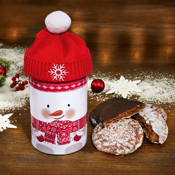 Nürnberger Lebkuchendose Schneemann mit Weihnachtsmütze