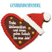 Vorschau: Lebkuchenherz Rohlinge mit Weihnachtsmütze - ohne Alles - 41cm