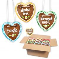 Vorschau: Lebkuchenherzen Mischkarton 10cm - Klassische Volksfest Flirt Sprüche - Menge wählbar