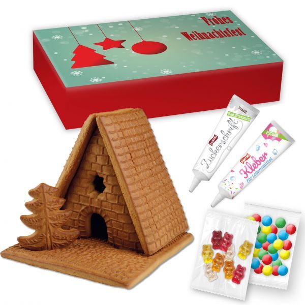 Lebkuchen Hexenhaus - Bastelset - ca. 16x17x16cm - im individuellen Karton