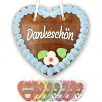 Vorschau: Lebkuchenherz mit Text - Aufkleber - 14cm - Dankeschön - versch. Farben