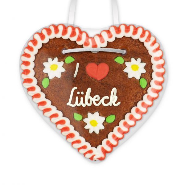Lebkuchenherz, 12cm - I love Lübeck