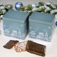 Vorschau: Weihnachtsdose mit eckigen Nürnberger Elisen Lebkuchen