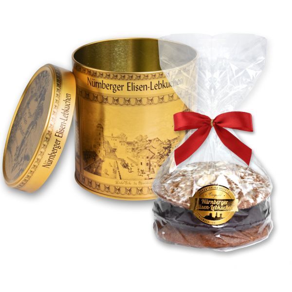 Elisen Dose - Stadt Nürnberg - Gold - mit 3 Elisenlebkuchen 240g