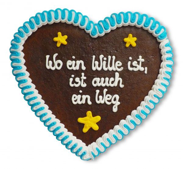 Lebkuchenherz, 23cm - Wo ein Wille ist, ist auch ein Weg