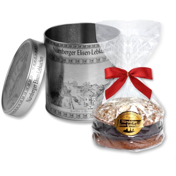 Schmuckdose + Nürnberger Elisen Lebkuchen - silberfarben - 3 Stück