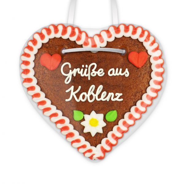 Lebkuchenherz, 12cm - Grüße aus Koblenz