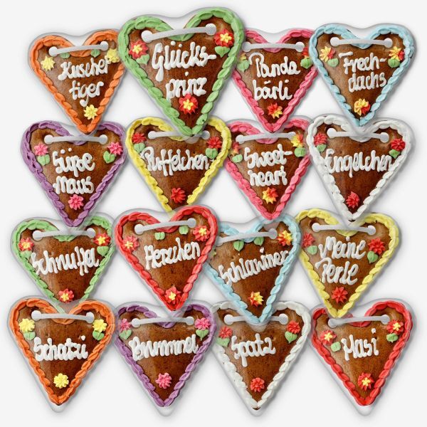 Lebkuchen-Herz Mischkarton 14cm - Wiesn Klassiker - versch. Stückzahl wählbar