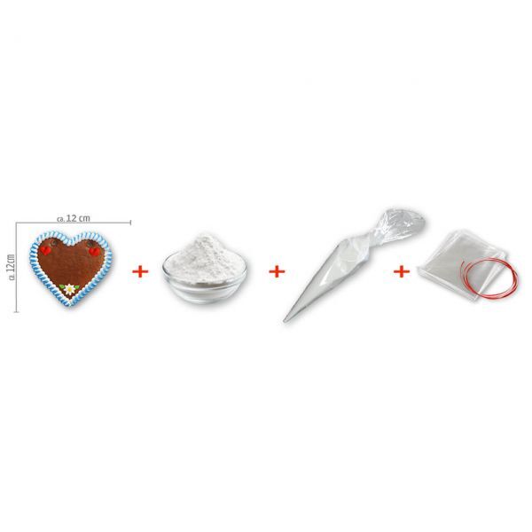 Lebkuchenherzen - Do it Yourself Set - 12cm - Design 1 - 10 Stück gemischt