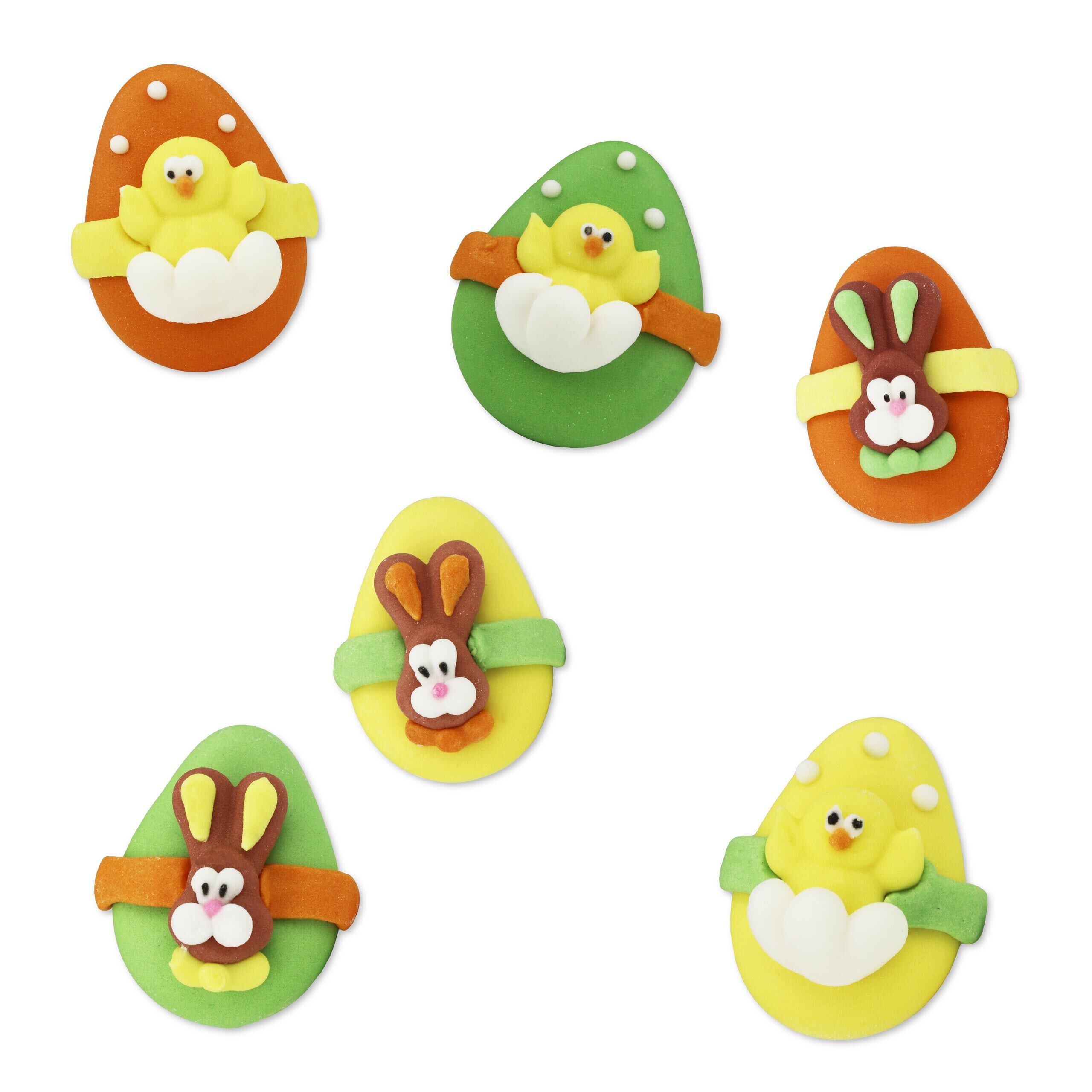 Zuckerfiguren Ostern - Ostereier Hasen & Küken - 72 Stück sortiert - 1 VKE