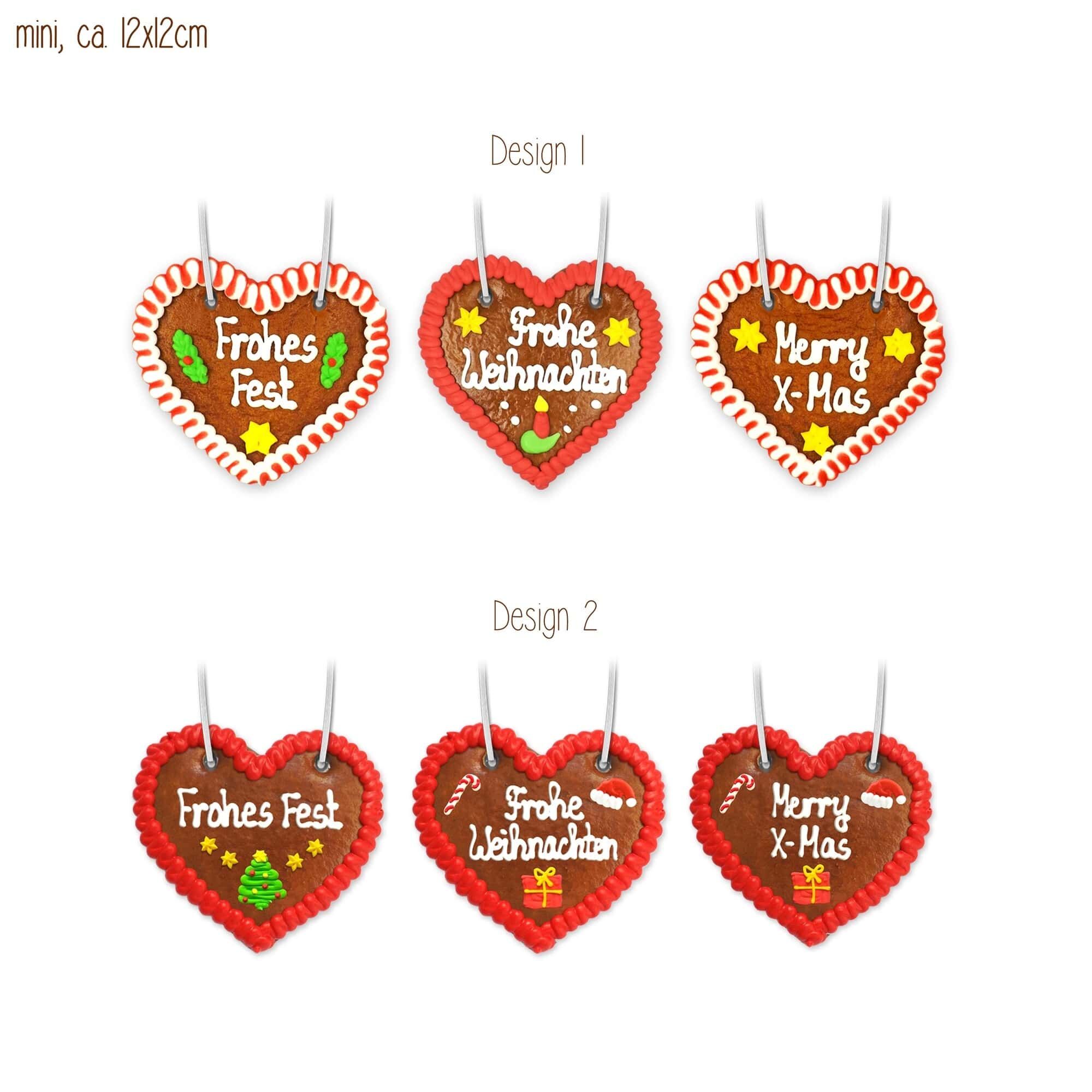 Lebkuchenherz Designauswahl, 12 cm weihnachtlich