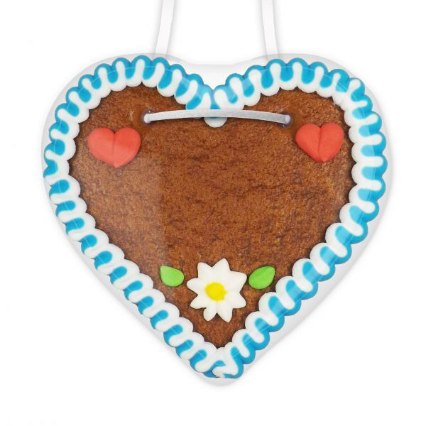 Lebkuchenherz Rohling - Rand und Deko - Design 1 - blau-weiß - 12cm