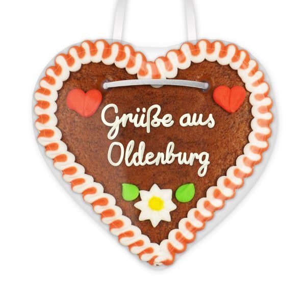 Lebkuchenherz, 12cm - Grüße aus Oldenburg