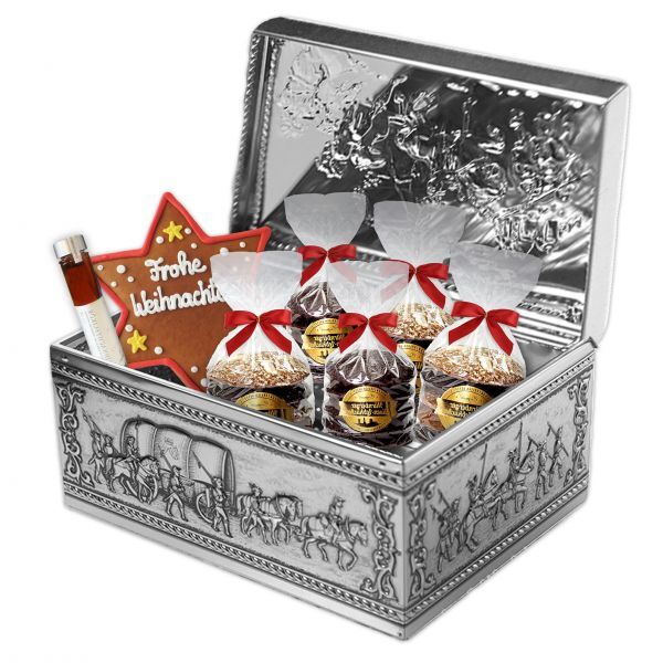 Lebkuchentruhe - Alte Ritter - Silber - gefüllt - ca. 2350g