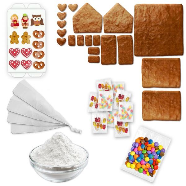Lebkuchenhaus Bausatz Komplett-Set – Größe L – ca. 17x16x16cm