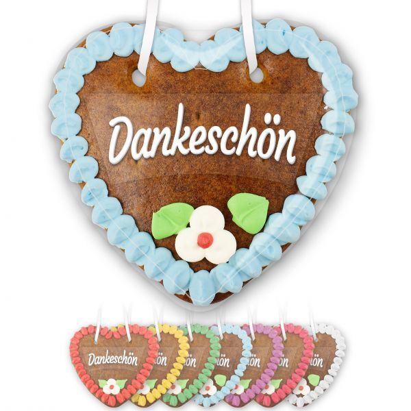Lebkuchenherz mit Text - Aufkleber - 14cm - Dankeschön - versch. Farben