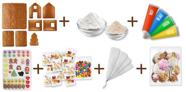 Lebkuchenhaus Bausatz Komplett-Set – Größe XL - ca. 46x45x25cm