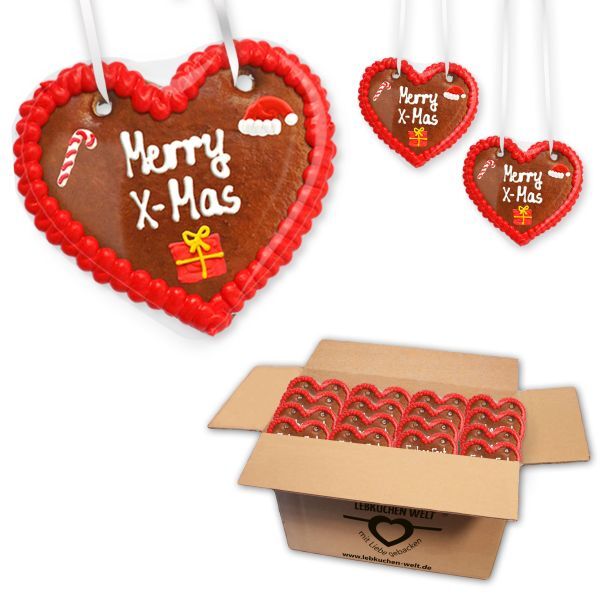 Lebkuchenherzen Mischkarton 12cm - Weihnachten - Sortenrein - Menge: wählbar