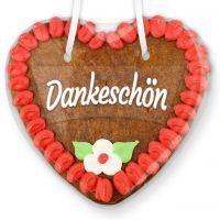 Vorschau: Lebkuchenherz mit Text - Aufkleber - 14cm - Dankeschön - versch. Farben