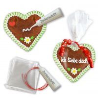 Vorschau: Mini Lebkuchenherz Selber Beschriften Set - 12cm - Design 1 - grün-weiß