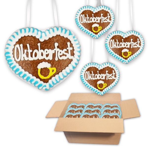 Lebkuchenherz 8cm - Oktoberfest - Deko: Bierkrug - 30 Stück im Karton