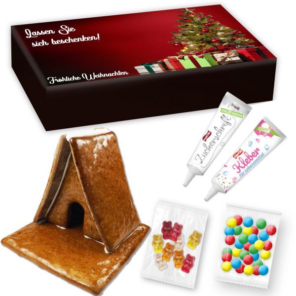 Lebkuchen Hexenhaus - Bastelset - ca. 17x17x15cm - im individuellen Karton