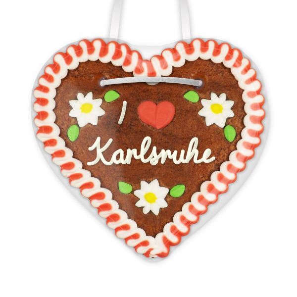 Lebkuchenherz, 12cm - I love Karlsruhe