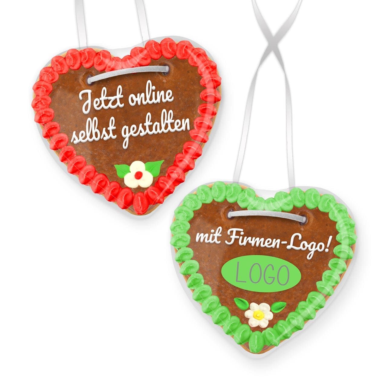 Lebkuchenherz 14cm mit Logo-Aufdruck und Text