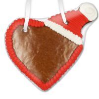 Vorschau: Lebkuchenherz Rohling mit Weihnachtsmütze - mit Rand - 20cm