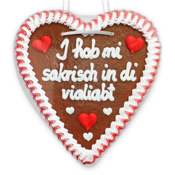 Lebkuchenherz 21cm - I hob mi sakrisch in di vialiabt