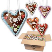 Vorschau: Lebkuchenherzen 14cm Mischkarton - Bayerisch - Oktoberfest Sprüche - Stückzahl wählbar