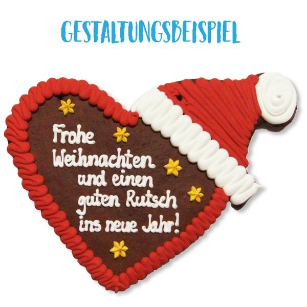 Lebkuchenherz Rohlinge mit Weihnachtsmütze - ohne Alles - 41cm