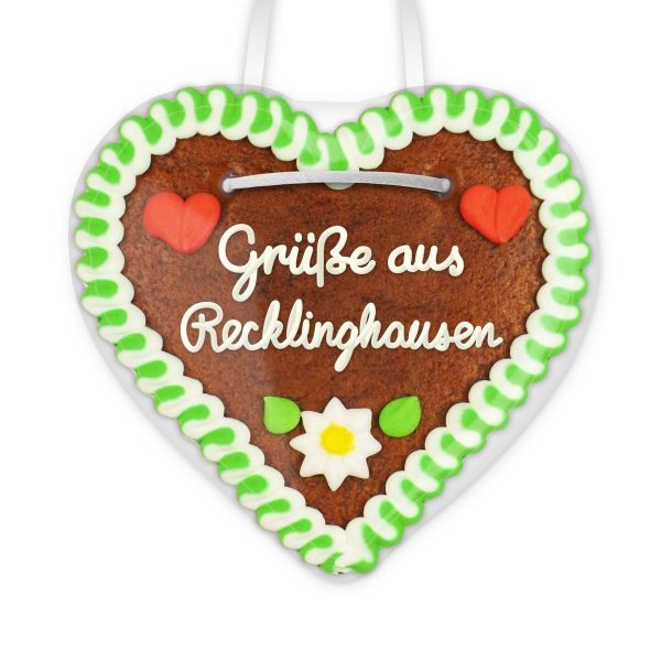 Lebkuchenherz, 12cm - Grüße aus Recklinghausen