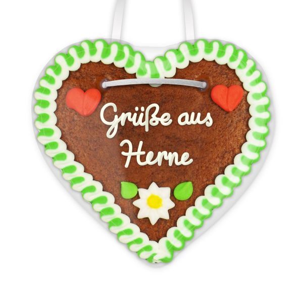 Lebkuchenherz, 12cm - Grüße aus Herne