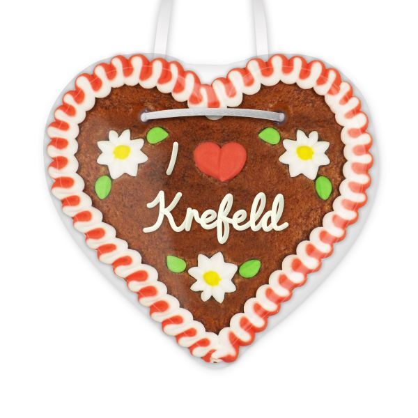 Lebkuchenherz, 12cm - I love Krefeld