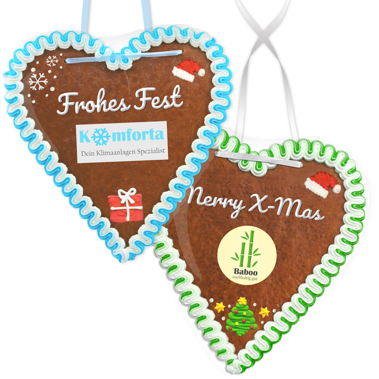 Weihnachtliches Lebkuchenherz 21cm personalisieren mit Logo & Text