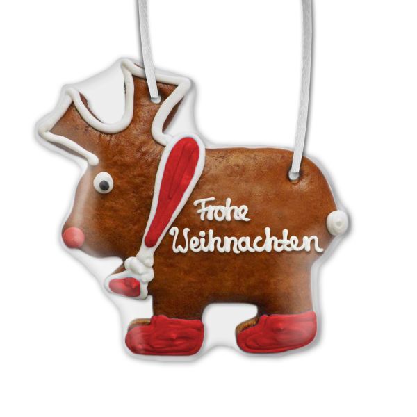 Lebkuchen Elch - Frohe Weihnachten - rot - 15cm