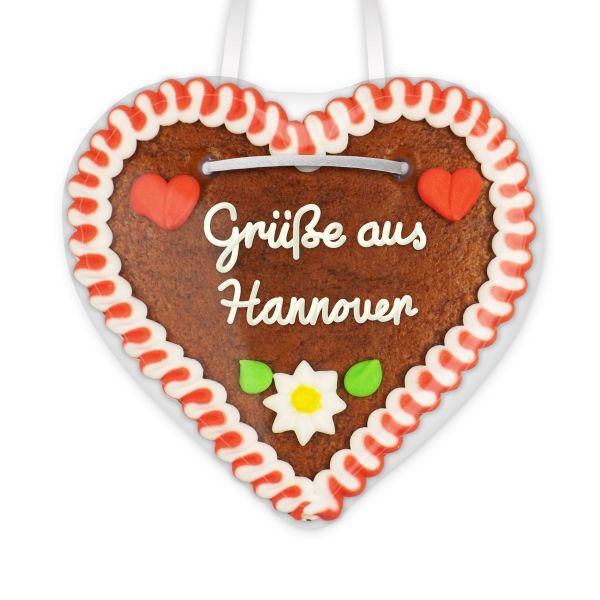 Lebkuchenherz, 12cm - Grüße aus Hannover