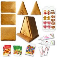 Vorschau: Lebkuchen Hexenhaus Größe L - Bastelset inkl. XL Deko Zubehör Set- ca. 15x14x15cm