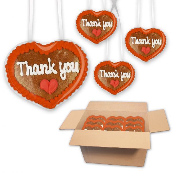 Lebkuchenherz 8cm - Thank you - 30 Stück im Karton