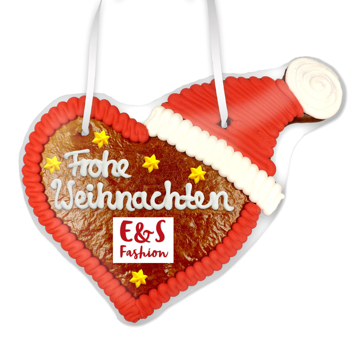 Lebkuchenherz mit Mütze - Frohe Weihnachten - 20cm - mit Logo