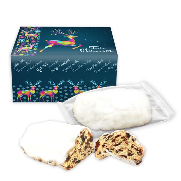 Mini Stollen mit Faltschachtel - Rentier - 200g - versch. Sorten