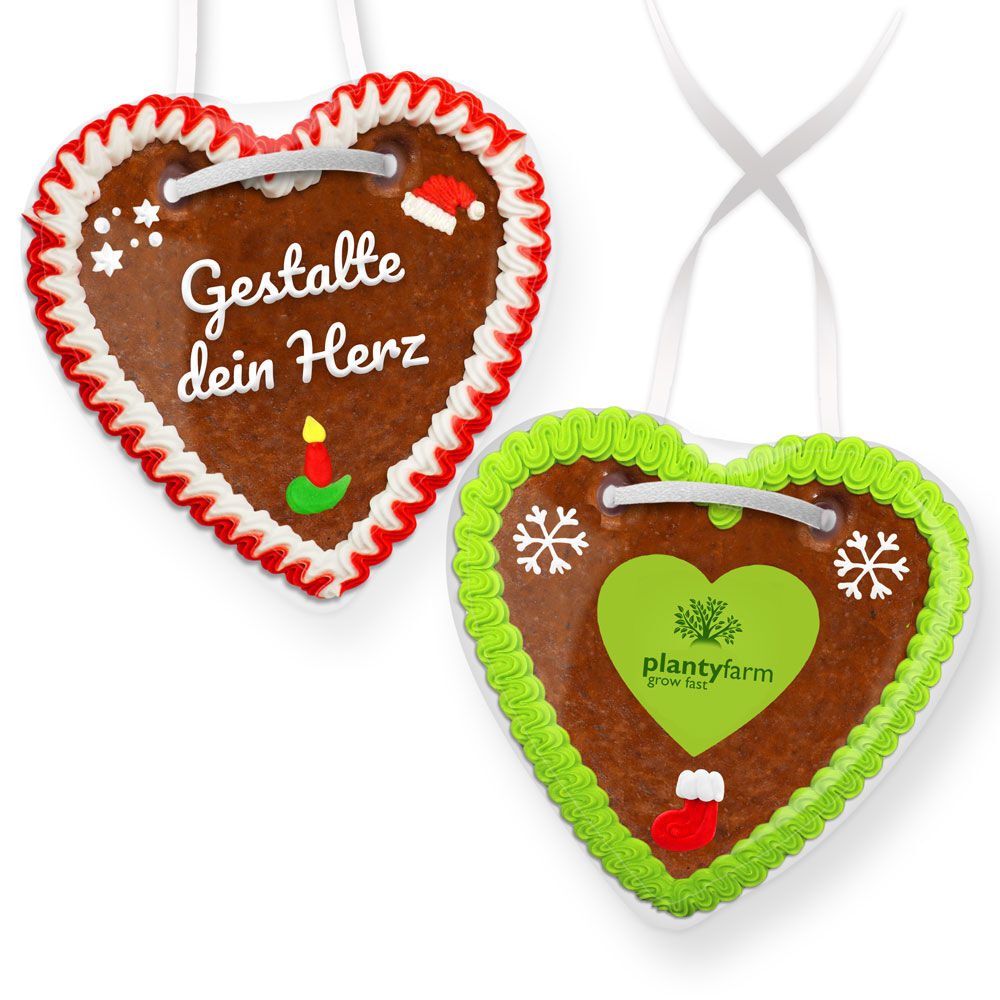 Lebkuchenherz 16cm -  Weihnachtsgeschenk mit Wunschtext und Logo